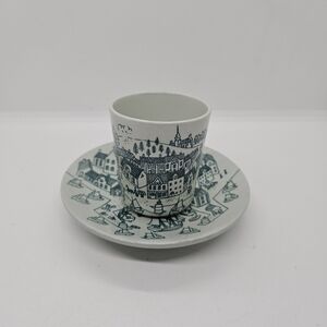 Nymolle Art Faience Hoyrup limited edition cup and saucer light green city scene